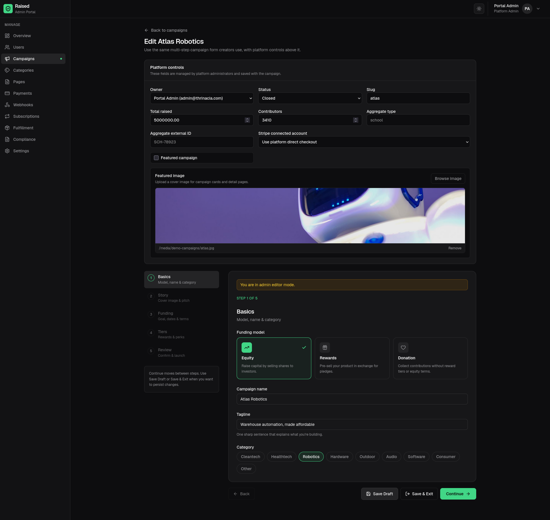 Fabric campaign editor